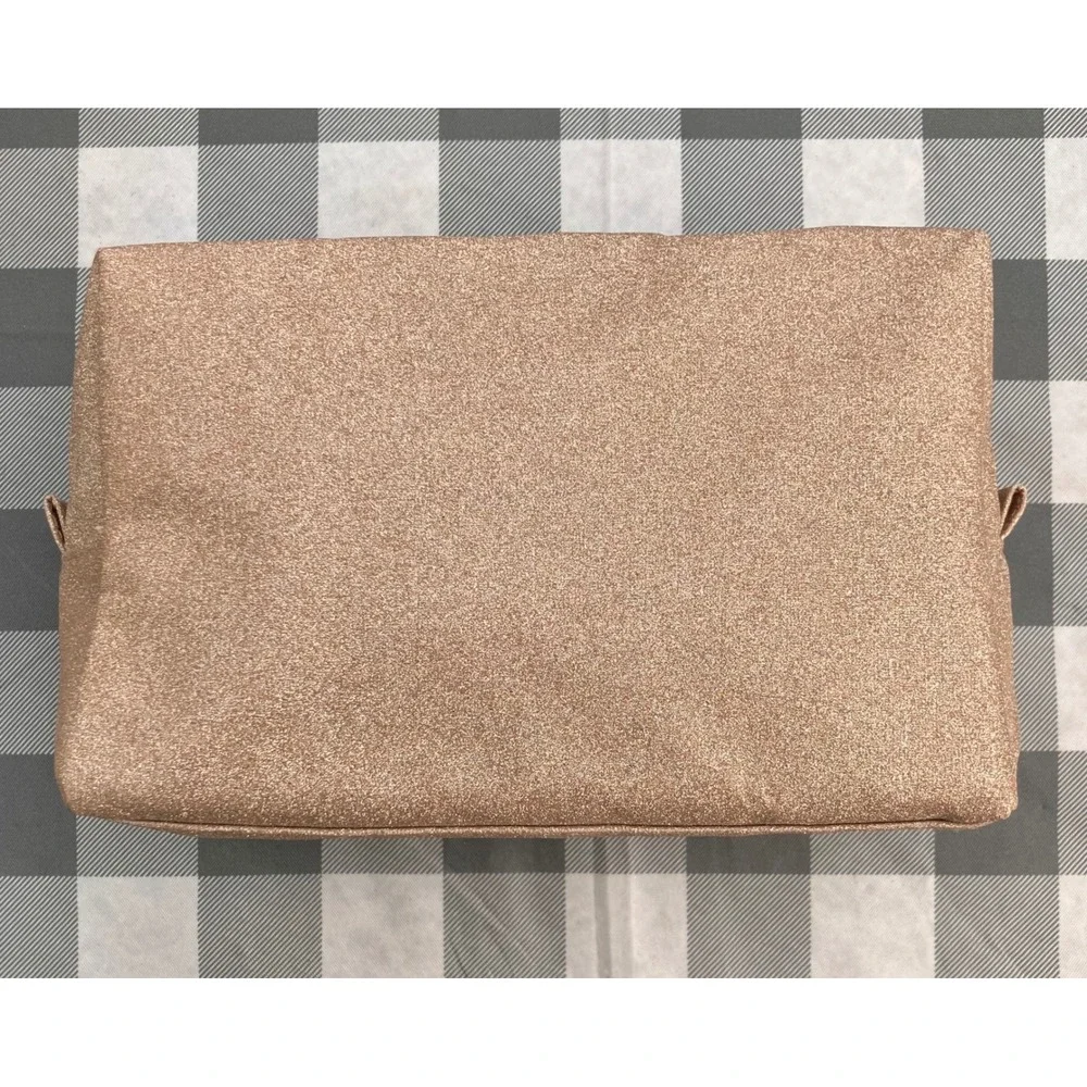 Jimmy Choo Makeup Bag Womens Large Rose Gold Glitter Parfums Cosmetic Pouch